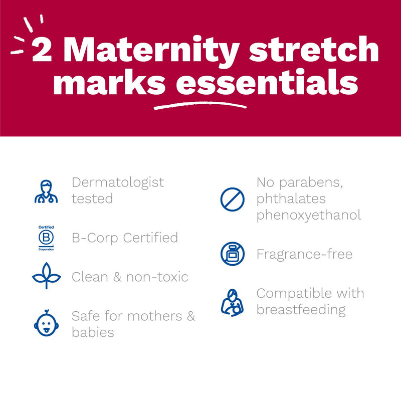 [Australia] - Mustela Maternity Stretch Marks Set - Fragrance-Free Stretch Marks Cream & Stretch Marks Oil - with Natural Ingredients - 2 Items Set, 2 ct. 