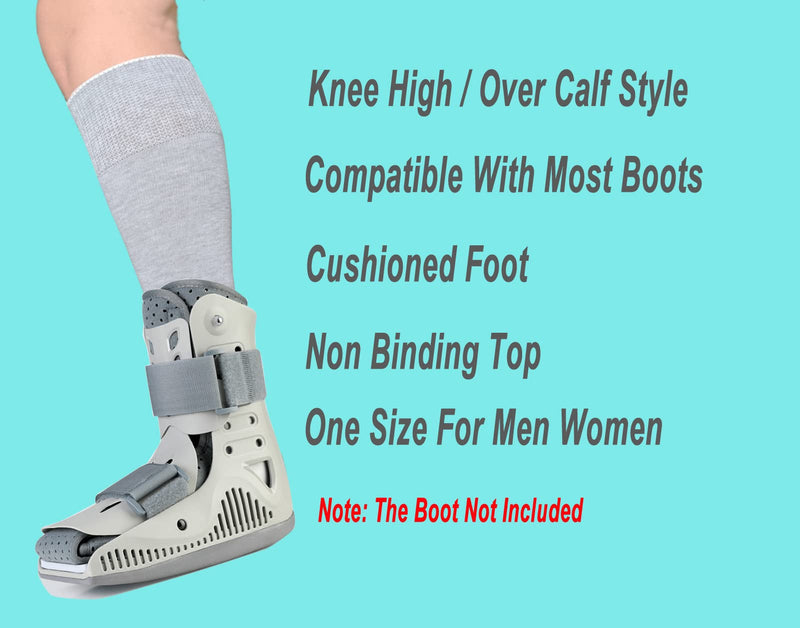 [Australia] - Replacement Sock Liner for Orthopedic Walking Boots Walker Brace,Tube Socks Under Air Cam Walkers and Fracture Boot Cast Shoe Surgical Leg Cover Grey 4 Pack 