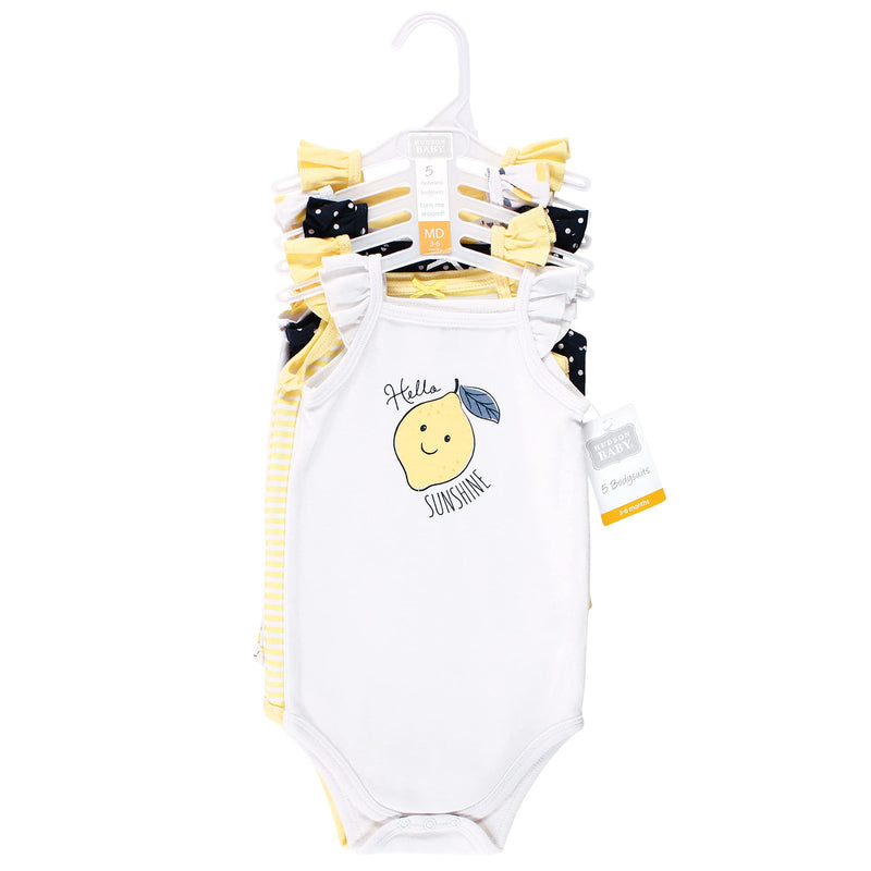 [Australia] - Hudson Baby Unisex Baby Cotton Sleeveless Bodysuits 0-3 Months Navy Lemon 