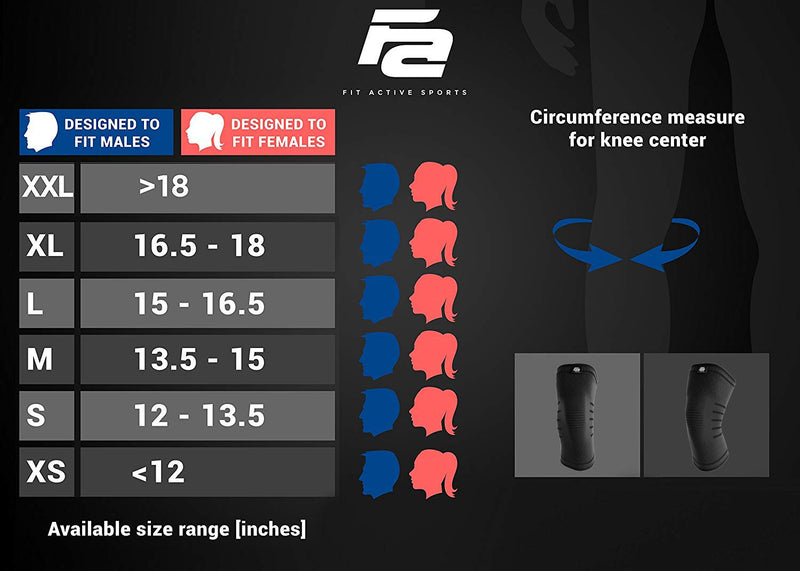 [Australia] - Fit Active Sports Flex Compression Knee Sleeves (2 Sleeves) Brace for Men & Women - Knee Support for Weight Lifting, Gym Workout, Cross Training, Running, Sports and More. BLACK Large 
