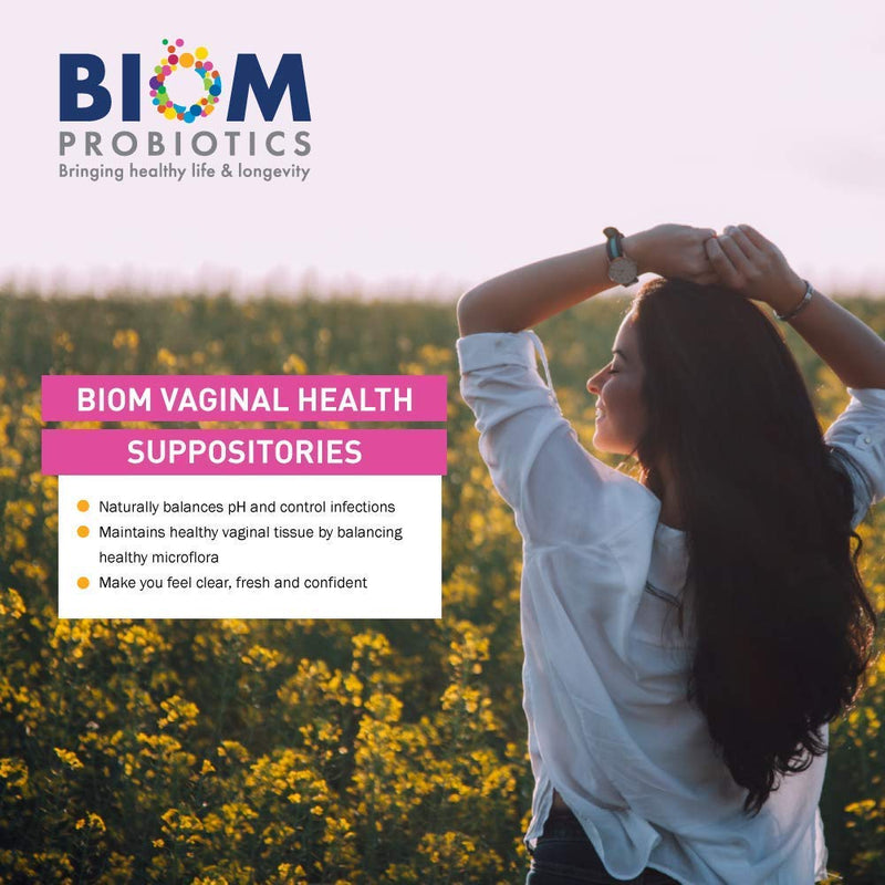 [Australia] - Biom Vaginal Probiotic Suppository: Natural Vaginal pH and Odor Control Regimen; Balance and Nourishes Vaginal Microbiome; No Parabens, Fragrance-Free (30) 30 Count (Pack of 1) 