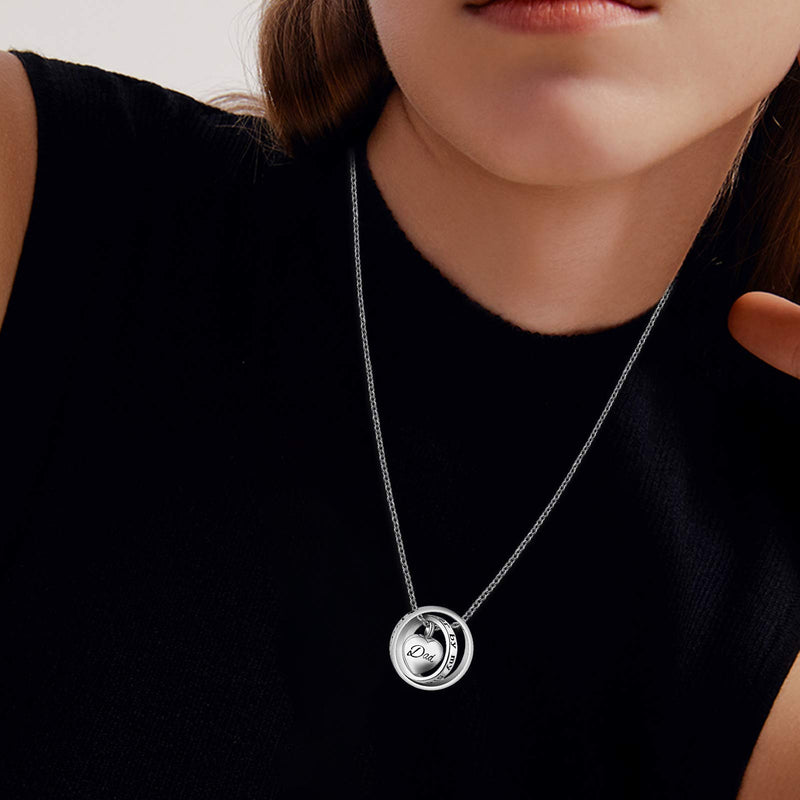 [Australia] - YSAHan Double Rings Heart Cremation Urn Necklace Ashes for Human Keepsake Memroial Stainless Steel Waterproof Jewelry Carved Forever in My Heart No Longer by My Side Wife 