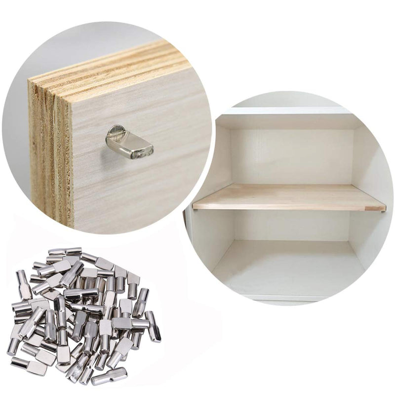 [Australia] - 120 Packs Shelf Pins, 5mm Shelf Support Pegs Spoon Shape Cabinet Furniture Tbestmax 1Silver-120 pcs 