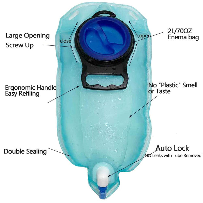 [Australia] - Smokitcen 2L Enema Bag Kit – 5ft. Long Silicone Hose – 3 Multi-Size Reusable Tips – Controlled Water Flow for Colon Detox Cleanse Enemas (TX004) TX004 