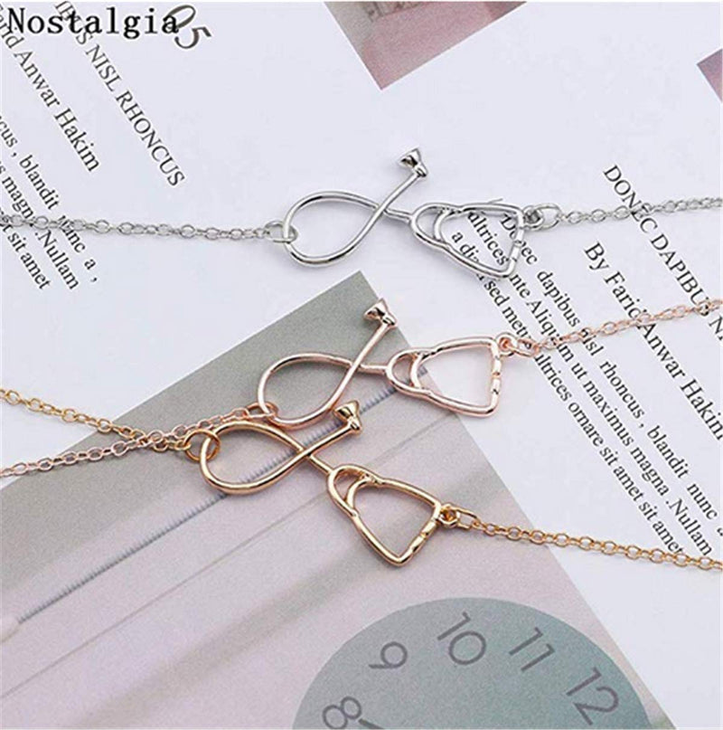 [Australia] - Dcfywl731 Silver Stethoscope Necklace Nurse Gifts for Women,Medicine Heart Pendant 26 A-Z Initial Letters Necklace Doctor Nurse Graduation Gift H-a:Rose Gold Necklace Earrings Set 