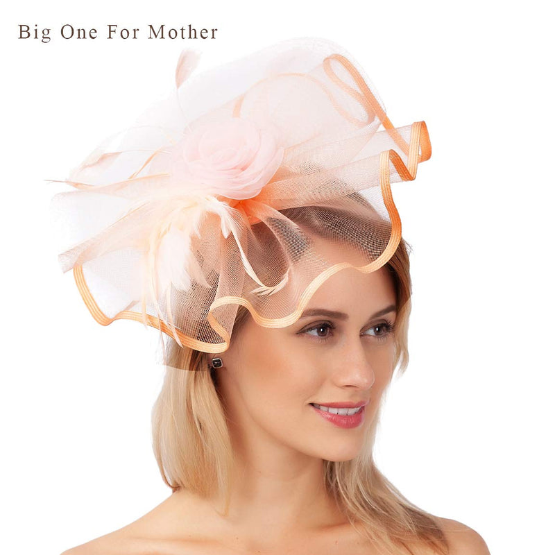 [Australia] - JAWEAVER Fascinators Hat Feather Satin Tea Party Cocktail Headwear Church Hat for Women Girls Orange Headwear 