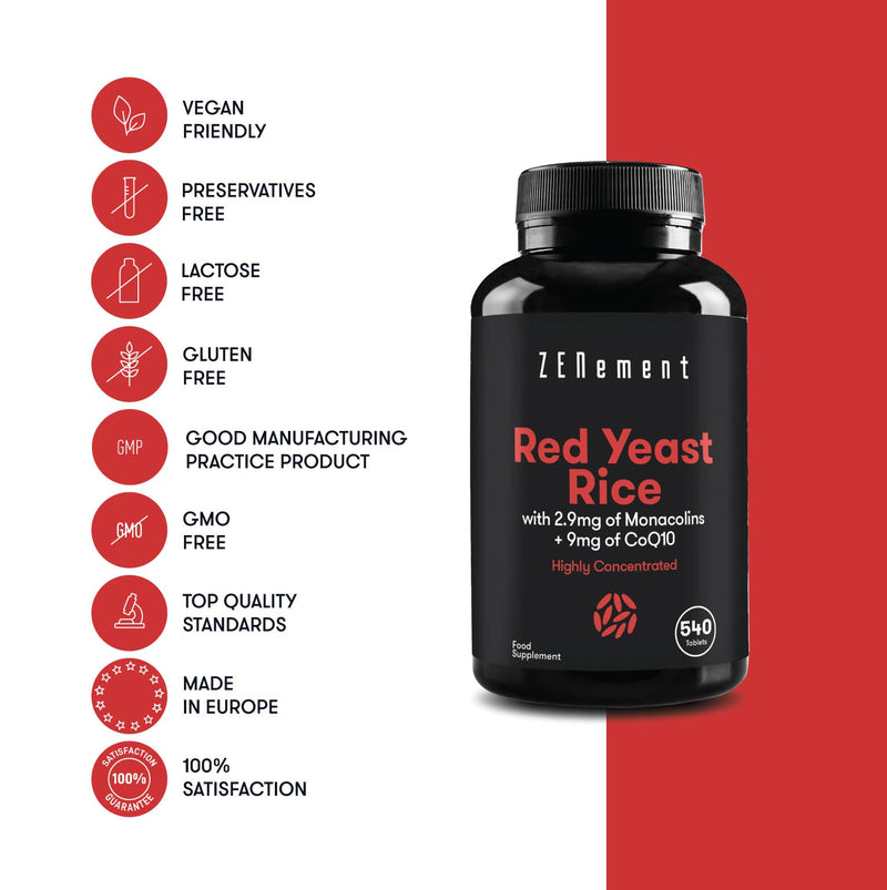 [Australia] - Zenement | Red Yeast Rice with 9mg of CoQ10, 540 Tablets | Vegan, Gluten-Free, Citrinin Free 