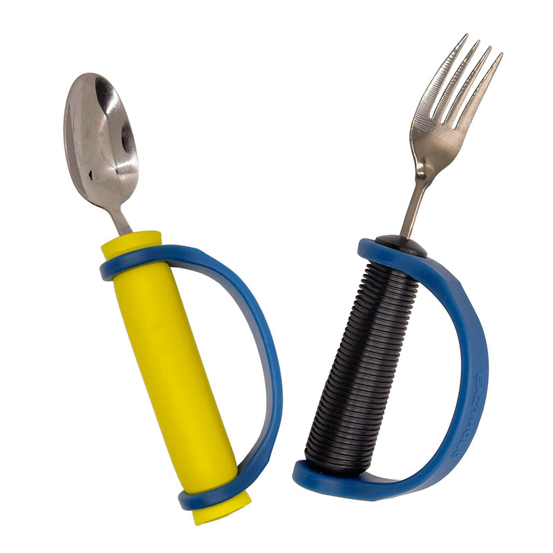 [Australia] - EazyHold Navy Silicone Universal Cuff, Large to X-Large Hands, Fits Adaptive Eating and Weighted Utensils, Foam Tubing, Thick Easy Grip Handles, Grooming, Daily Living Aid 2-Pack 8" 