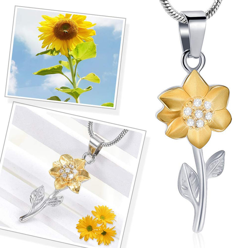 [Australia] - memorial jewelry Sun Flower Cremation Urn Necklace Keepsake Ashes Pendant Cremation Jewelry Gold 
