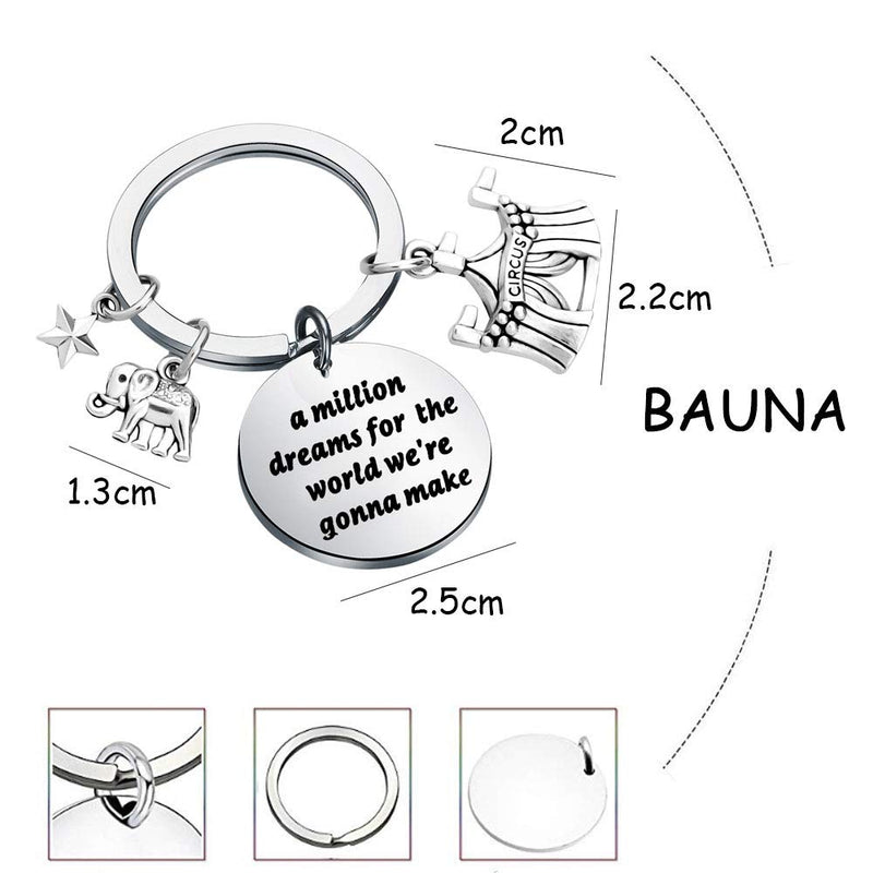 [Australia] - BAUNA The Greatest Showman Jewelry Inspirational Gifts A Million Dreams for The World We're Gonna Make Keychain Dream Jewellery The Greatest Showman Inspired Keychain 