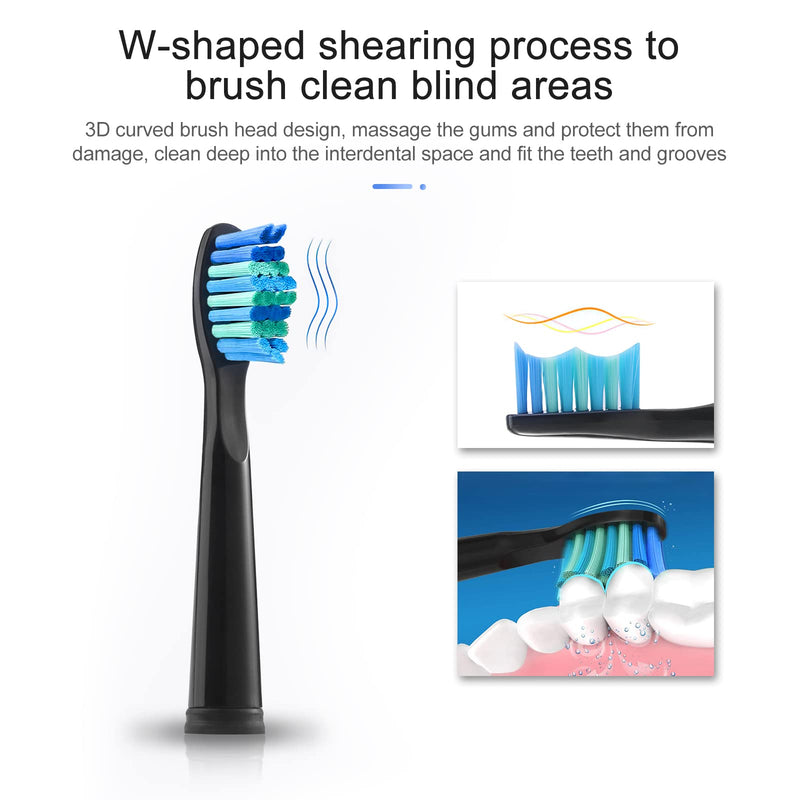 [Australia] - 10 Pack Electric Toothbrush Replacement Heads Compatible with Fairywill，Toothbrush Heads Compatible with FW-507/508/551/515/917/959/2011,D1/D3/D7/D8(Black) Black 
