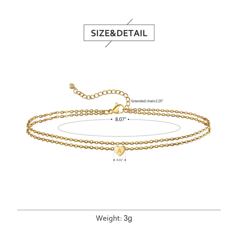 [Australia] - 18K Real Gold Plated Ankle Bracelets for Women Teen Girls Summer Beach Accessories,Gold Anklet Chain with Heart Initial, Cute Letter Chains Anklet Jewelry Gifts for Wife Girlfriend Daughter BFF HLAB40-A 