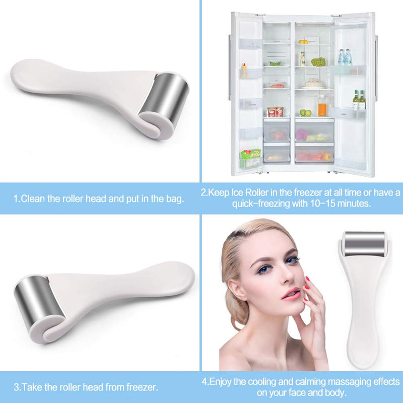 [Australia] - Ice Roller for Face & Eye,Puffiness,Migraine,Pain Relief and Minor Injury,Skin Care Products Stainless Steel Face Massager Ice Roller Massager (White) 1*white 