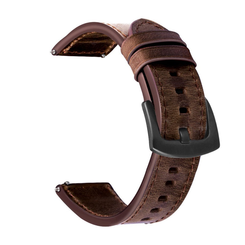 [Australia] - iBazal Gear S3 Watch Band 46mm, Gear S3 Frontier/Classic Bands 22mm Genuine Leather Bands Replacement Strap for Samsung Gear S3 Frontier/Classic SM-R760/Huawei Watch GT Men- Brown+Black Clasp 1-Black Clasp + Brown 