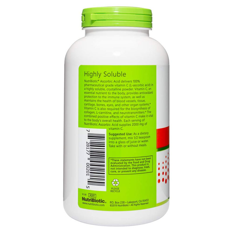 [Australia] - NutriBiotic Ascorbic Acid Vitamin C Powder, 16 Oz | Pharmaceutical Grade L-Ascorbic Acid, 2000 Mg Per Serving | Essential Immune & Antioxidant Collagen Support Supplement | Vegan, Gluten & GMO Free Unflavored 1 Pound (Pack of 1) 