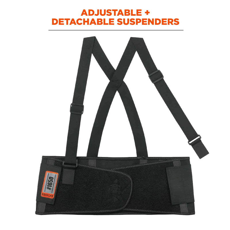 [Australia] - Ergodyne ProFlex 1650 Back Support Belt, 7.5" Elastic, Adjustable, Removeable Straps, Black, Medium Medium (Pack of 1) 