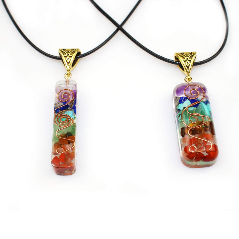 [Australia] - ARZASGO 7 Chakra Stones Necklace Healing Crystal Pendant Orgone Energy Adjustable Necklace Jewelry Gift for EMF Protection Anxiety Spiritual Healing A 