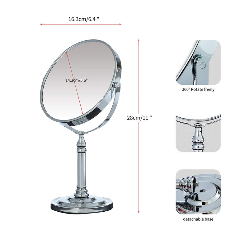 [Australia] - NAYSAYE 6 Inch Tabletop Vanity Mirror with 3X Round Magnification Two Sided Swivel 11 Inch Height Magnifying Makeup Mirror Medium 