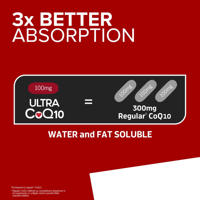 [Australia] - Qunol Ultra CoQ10 100mg, 3x Better Absorption, Patented Water and Fat Soluble Natural Supplement Form of Coenzyme Q10, Antioxidant for Heart Health, 120 Count Softgels 120 Count (Pack of 1) 