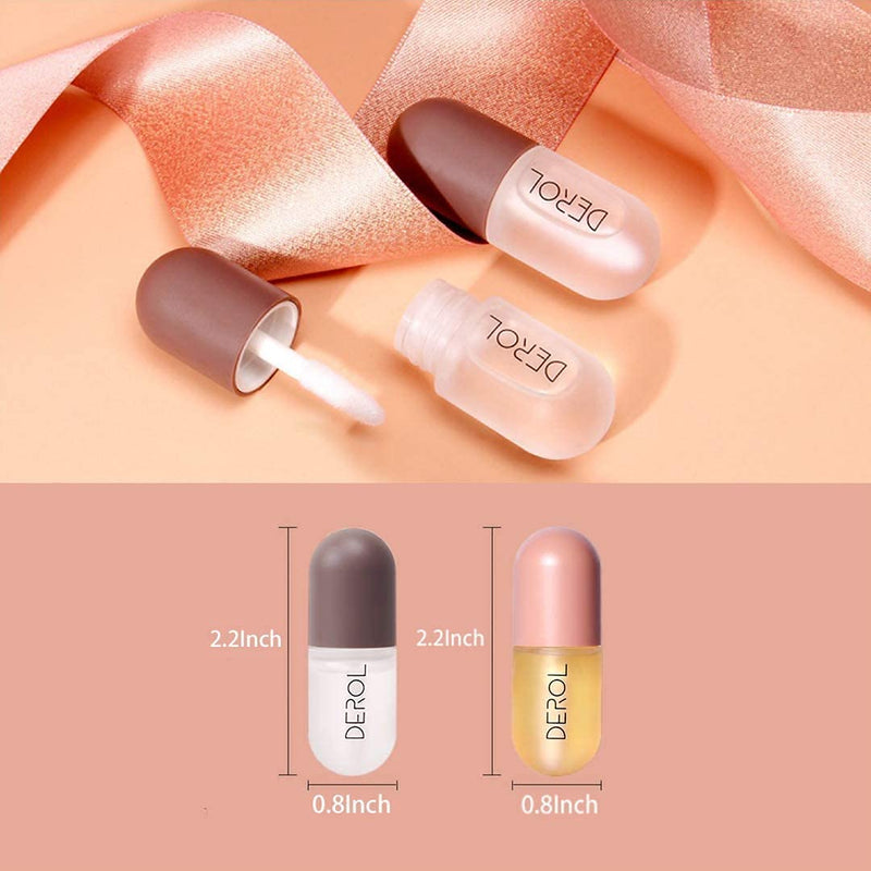 [Australia] - DEROL Lip Plumper Set,Natural Pieces Day & Night Care Double Effect Lip Enhancer and Lip Care Serum,Lip Plumper, Lip Enhancer For Fuller Hydrated Beauty Lips. (2PCS) 