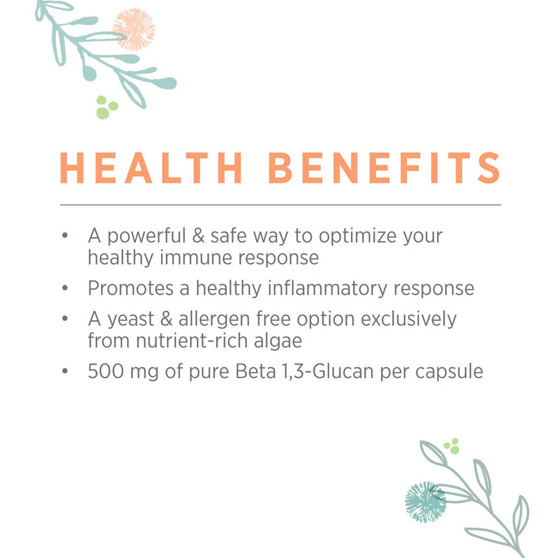 [Australia] - Pure Synergy SuperPure Beta 1,3-Glucan Extract | 60 Capsules | Non-GMO | Vegan | Algae-Based, Yeast-Free, 500 mg, Beta Glucan Supplement 