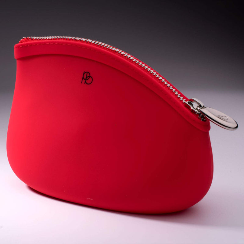 [Australia] - Pudinbag Small Makeup Cosmetic Pouch Bag for Women Purse | Red | Silicone Waterproof Vegan 