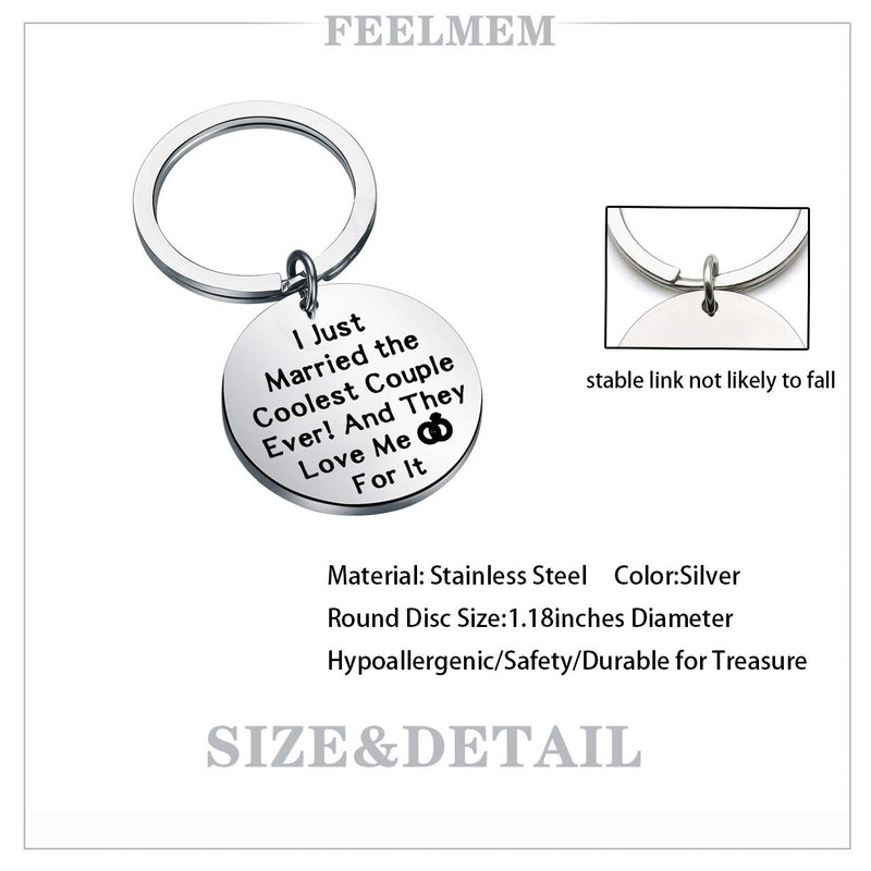 [Australia] - FEELMEM Wedding Planner Gift Wedding Officiant Gift I Just Married The Coolest Couple Ever Keychain Wedding Thank Your Gift for Reverend Preacher Wedding Coordinator silver 