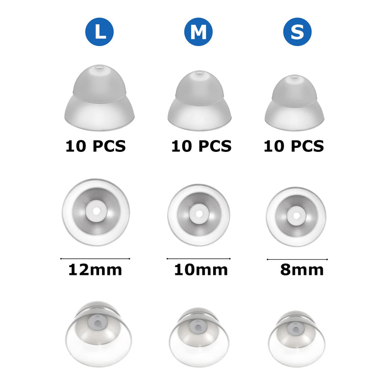 [Australia] - 30 Packs Dome Hearing Aid Silicone Hearing Aid Domes Hearing Aid Power Domes Medium Power Domes Small Close Domes Ear Tips Hearing Direct Domes Large Power Dome for Hearing Resound Accessories (White) White 