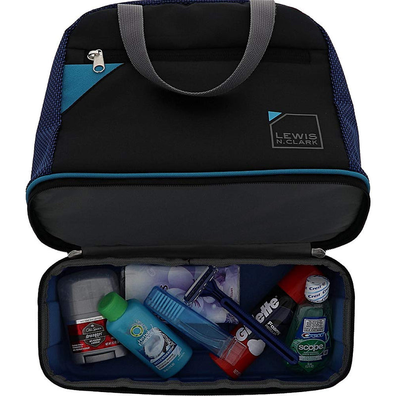 [Australia] - Lewis N. Clark Deluxe Travelflex Toiletry Kit, Makeup Bag, Shower Caddy + Travel Organizer Toiletry Kit, for Luggage, Carryon or Suitcase, Blue 