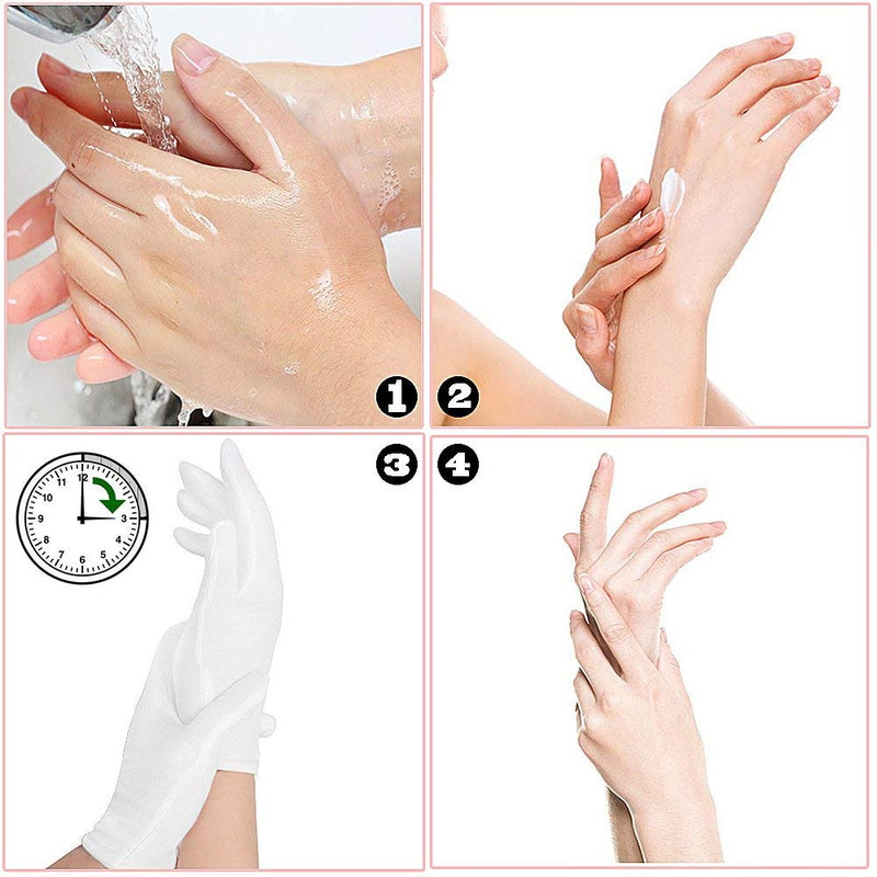[Australia] - TEEROVA 2 Pairs Premium Cotton Cosmetic Moisturizing Natural Therapy Gloves for Dry Hands Healing and Beauty (White) 