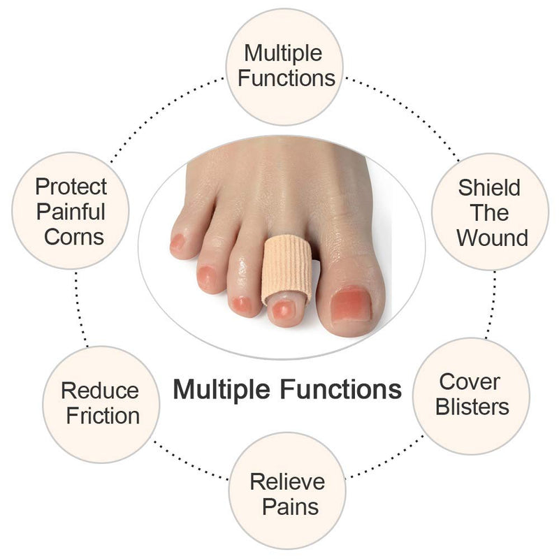 [Australia] - Cuttable Toe Tubes Sleeves 5 Pack, Made of Elastic Fabric Lined with Silicone Gel. Toe Sleeve Protectors Relief Toe Pressure Pain, Corn and Calluses Remover For Medium Toe 3.93 Inch (Pack of 5) 