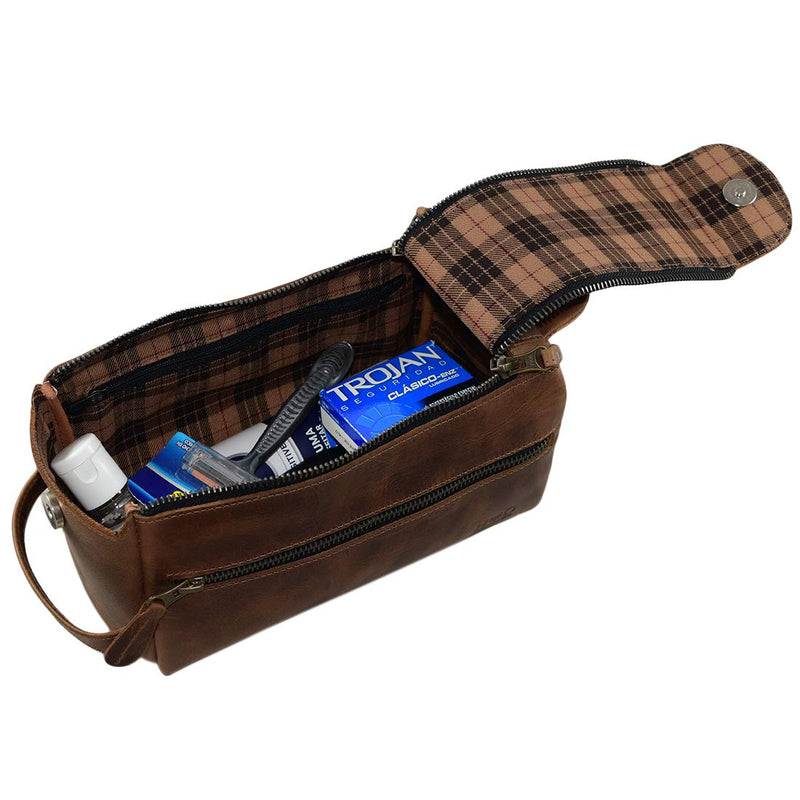 [Australia] - Hide & Drink, Leather Toiletry Bag w/ Handles, Hygiene Organizer, Travel Dopp, Bathroom, Shaving, Storage, Travel & Grooming Essentials, Handmade Includes 101 Year Warranty :: Bourbon Brown 