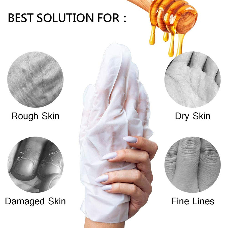 [Australia] - 5 Pairs of Anti-Aging Hand Cream Mask - Nuritious Honey and Almond Best Hydrating Hand & Nail Mask - Best Deep Moisturizing Gloves for Dry Hands to Nourishing, Softening, Hydrating and Protecting Skin 