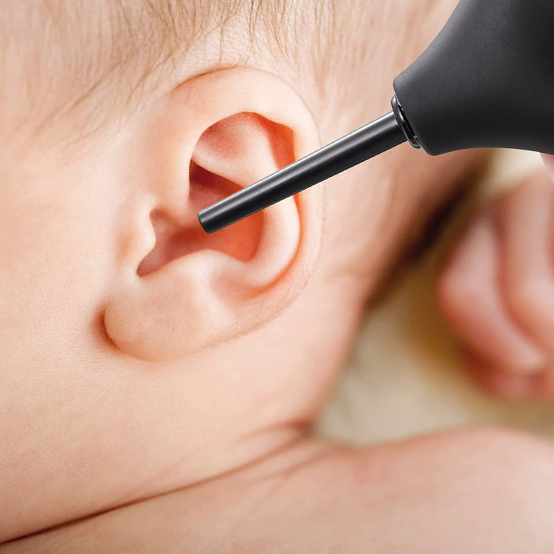 [Australia] - Healifty 224ml Sterile Ear Bulb Syringe Baby Nasal Aspirator Ear Wax Syringe Size L (Black) 
