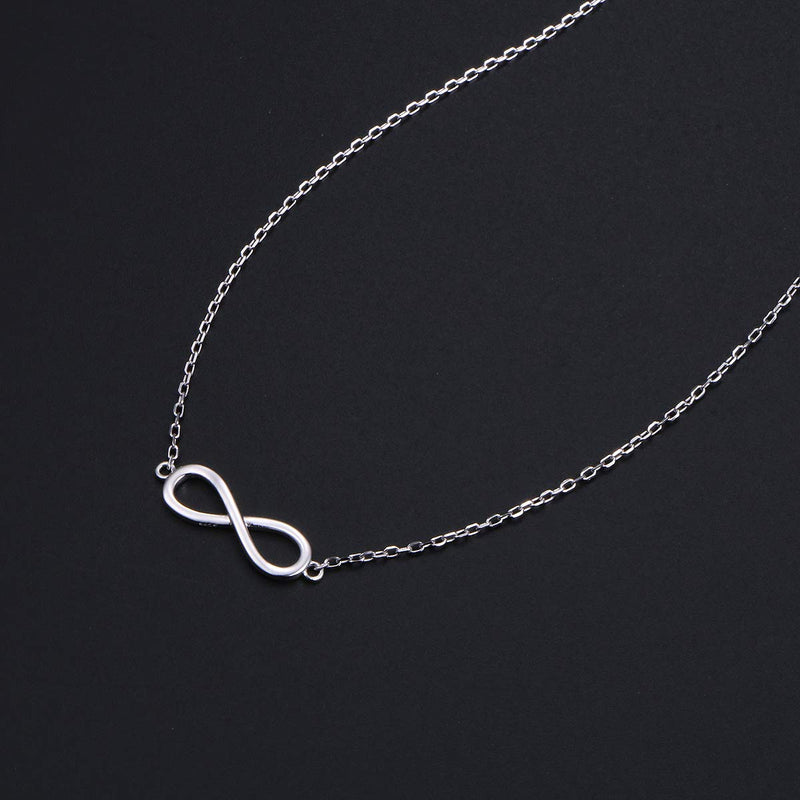 [Australia] - S925 Sterling Silver Choker Short Dainty Necklace Pendant for Women Girl Infinity 