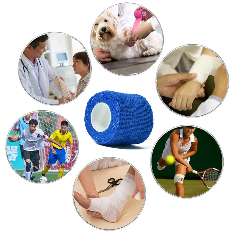 [Australia] - (12-Pack) 1” x 5 Yards | Self Adhesive Bandage Wrap, Kuvvfe Athletic Elastic Cohesive Bandage for Sports Injury,Strain,Knee & Wrist,Ankle Sprains & Swelling First Aid 1x180 Inch (Pack of 12) 