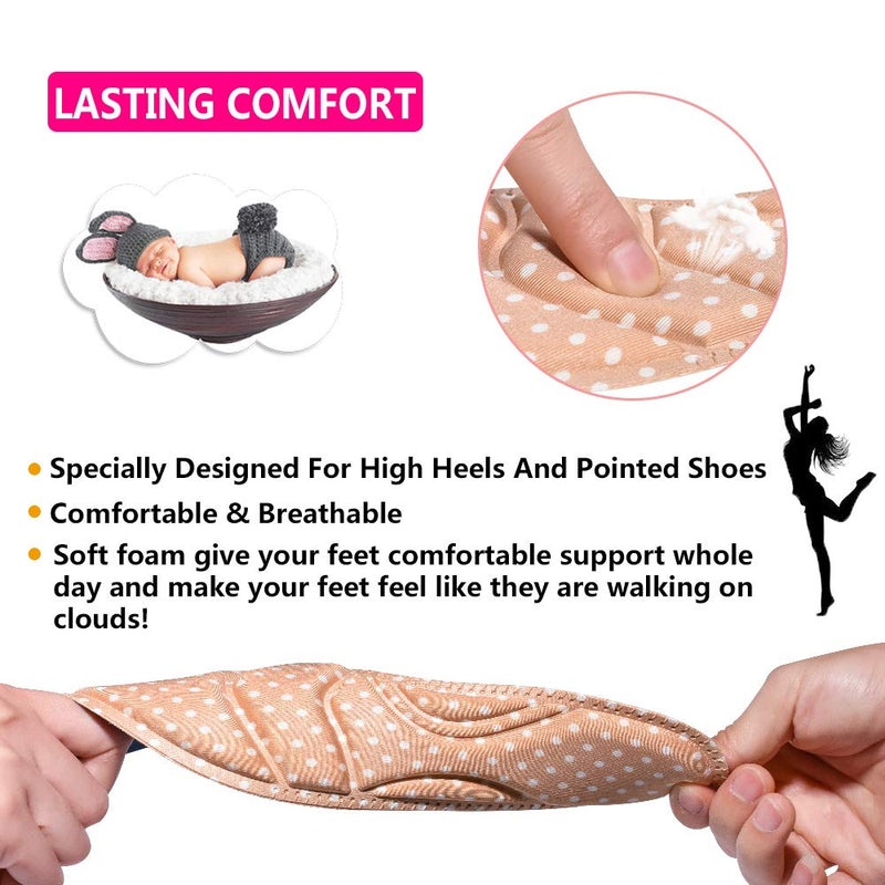 [Australia] - Shoe Insoles Women, Shoe Inserts, High Heel Insoles, (2 Pairs Beige)Shoe Cushion Inserts Breathable, 5D Sponge Barefoot Comfort Insoles, for Massaging, Foot Pain Relieve, Relaxing Your Foot. 