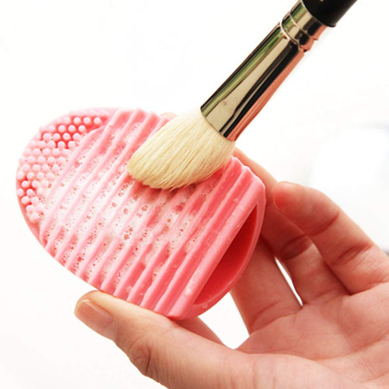 [Australia] - Bamboo Makeup Brushes Set with PU Leather Holder and Makeup Sponge Brush Cleaning Mat Egg Shape 