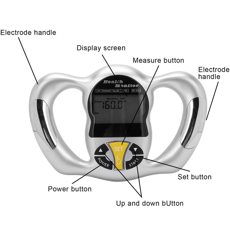 [Australia] - Handheld Body Fat Measuring Instrument BMI Meter, Body Fat Tester, Body Composition Smart Scale Analyzer, Tracks Heart Health, Vascular Age, BMI, Fat, Muscle & Bone Mass, Water 