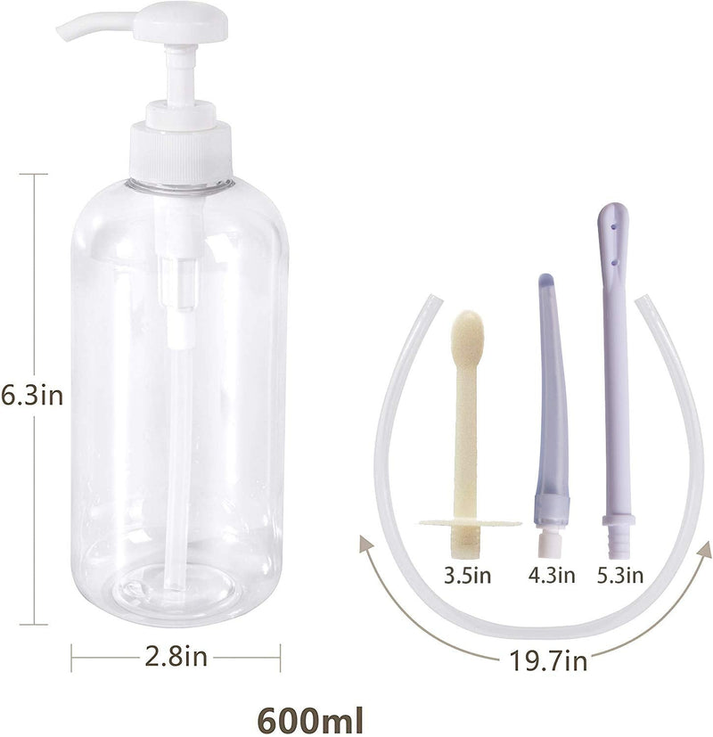 [Australia] - Abyclean Enema Bottle Kit for Men Anal Douche Vagina Cleaning Kit Reusable Manual Pressure Enemas for Women (600ml, 3 Nozzle) 600ml-3 Nozzle 