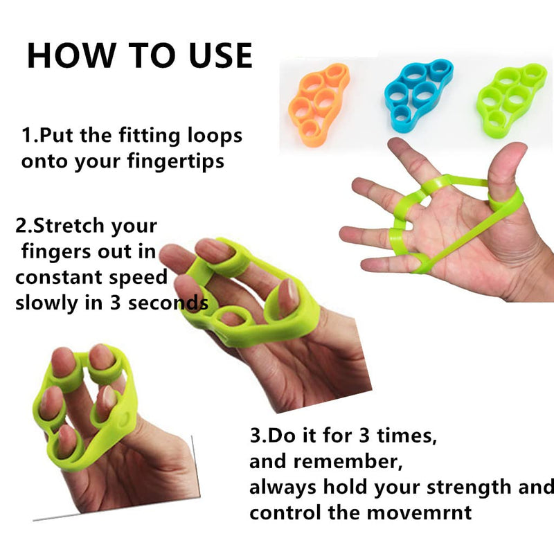 [Australia] - 3pcs Finger Stretcher Exerciser, Hand Grip Strengthener, Hand Exerciser,Forearm Exerciser Trainer Silicone Rings for Muscle & Rehabilitation 