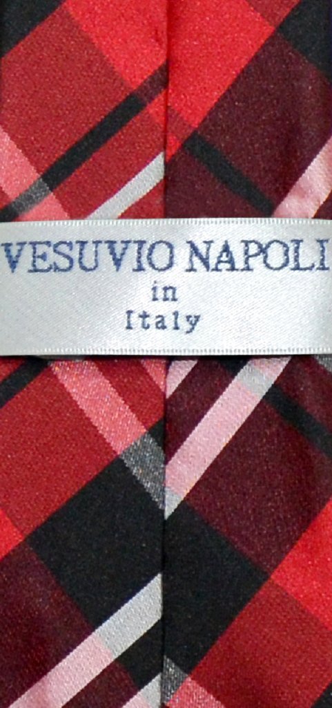 [Australia] - Vesuvio Napoli Boy's CLIP-ON NeckTie BLACK RED WHITE PLAID Youth Neck Tie 