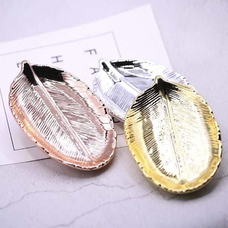 [Australia] - lemonadeus Silver Electroplating Ceramic Leaf Trays Jewelry Storage Plate Rings/Keys/Trinket Dish Leaf Decor Silver Leaf Tray 