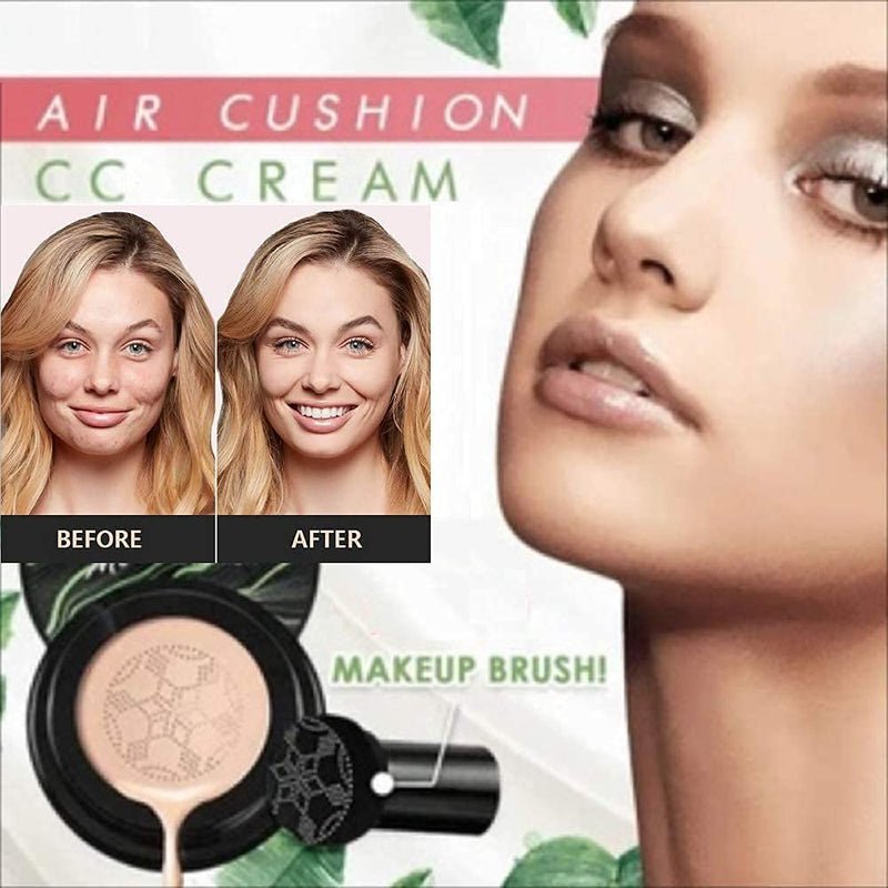 [Australia] - Mushroom Head Air Cushion CC Cream, CC Cream Foundation, Moisturizing BB Cream Foundation Long-Lasting Coverage of Blemishes, Even Skin Tone, Suitable for All Skin Types (A, Natural) A, Natural 
