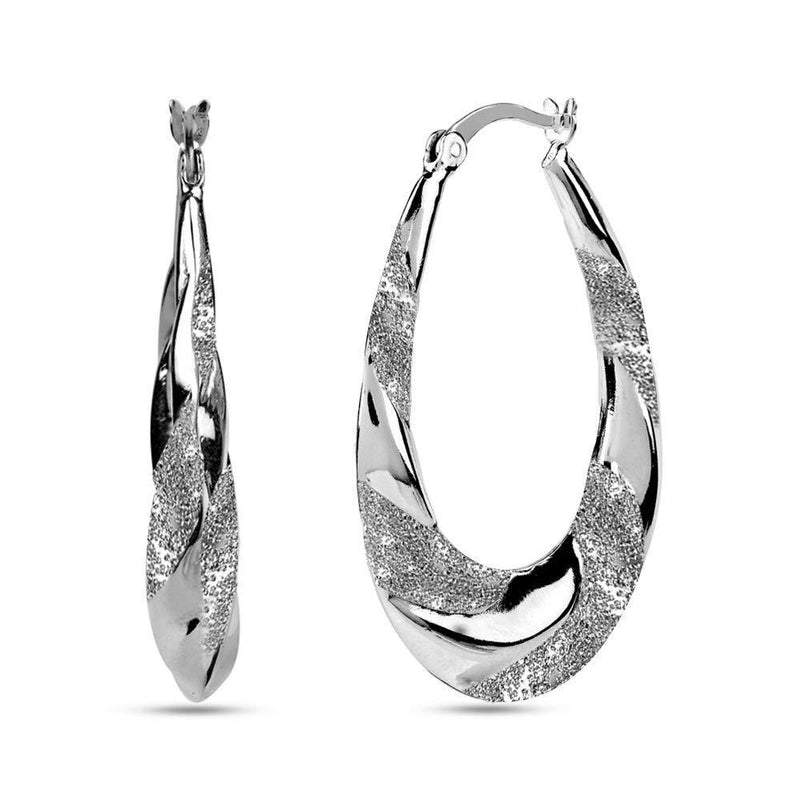 [Australia] - LeCalla Sterling Silver Jewelry Drop Shape Hoop Earring for Women Matte 