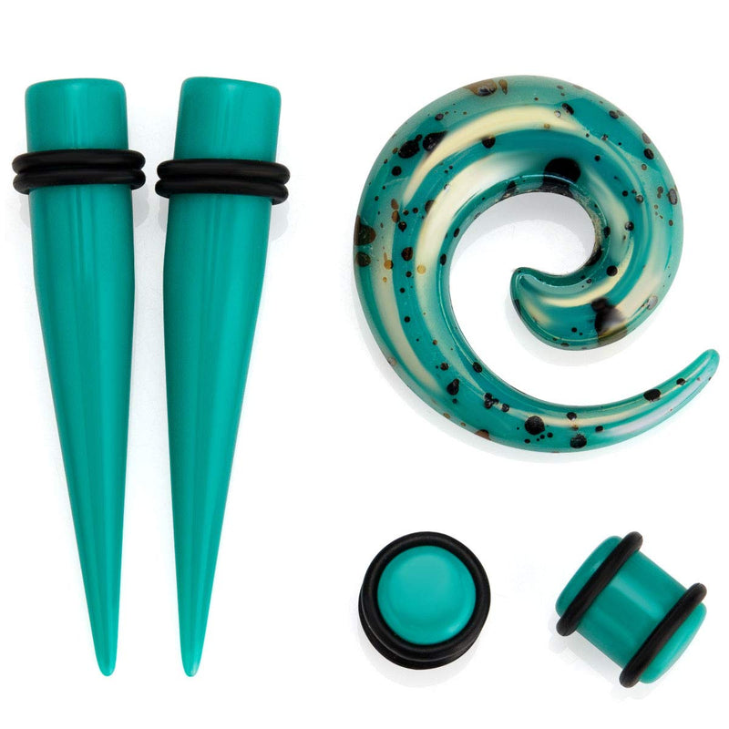 [Australia] - JDXN 52 Pieces Acrylic Gauge Kit Spiral Tapers Tunnels and Plugs 14G-00G Ear Stretching Starter Acrylic Blue 52PCS 