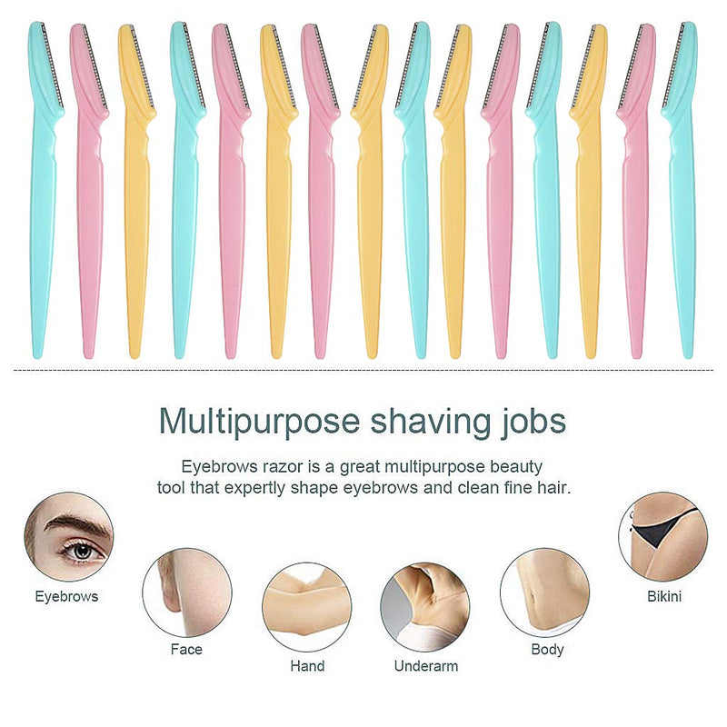 [Australia] - 15 Pieces Eyebrow Razors Eyebrow Trimmer Portable Facial Hair Remover with Precision Cover for Women and Men 