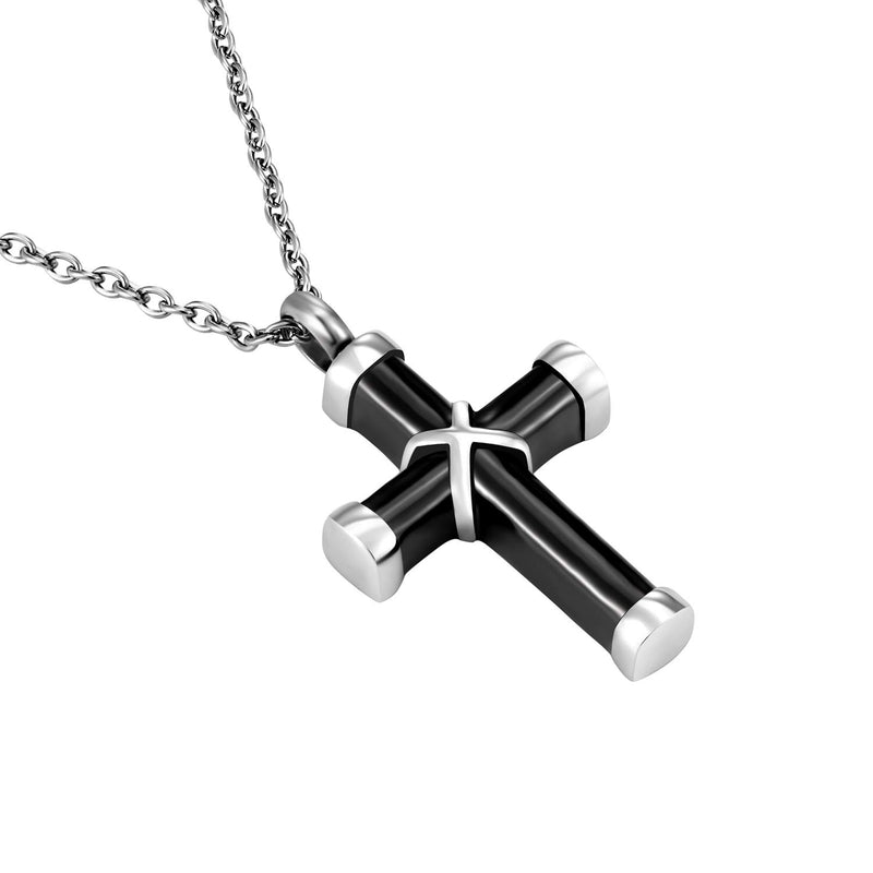 [Australia] - Norya Cremation Jewelry Cross Urn Necklace for Ashes Stainless Steel Memorial Pendant Cross 1 