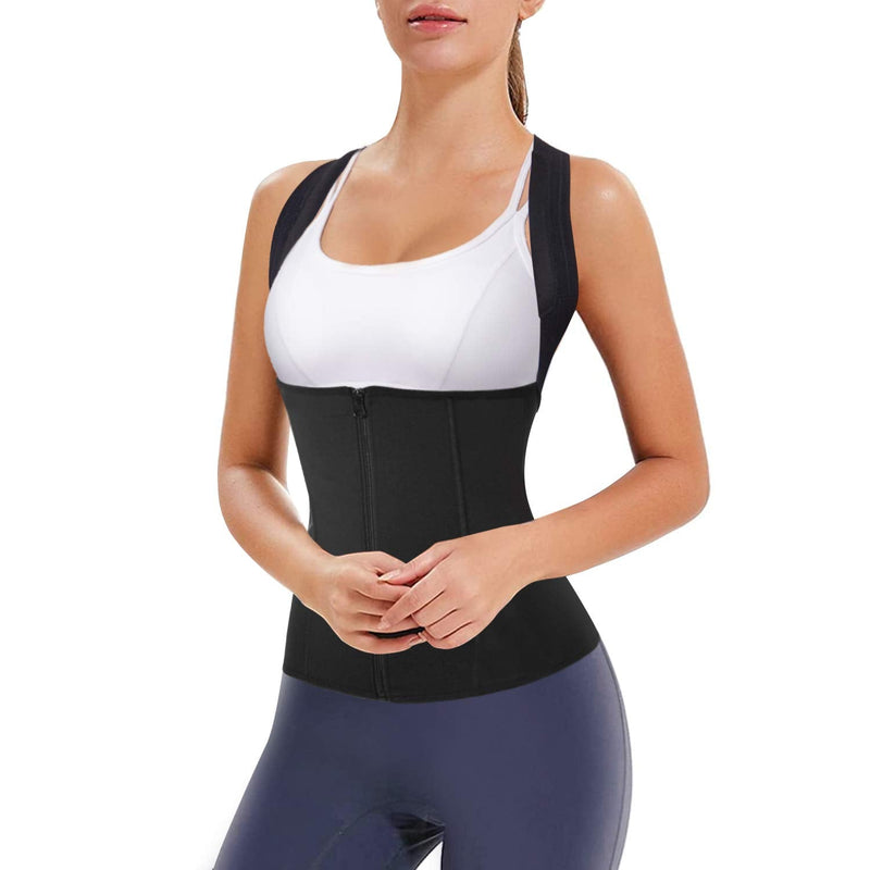 [Australia] - Gotoly Women's Back Braces Waist Trainer Vest Posture Corrector for Spinal Neck Shoulder Back Support Tummy Control Body Shaper Black XXL 