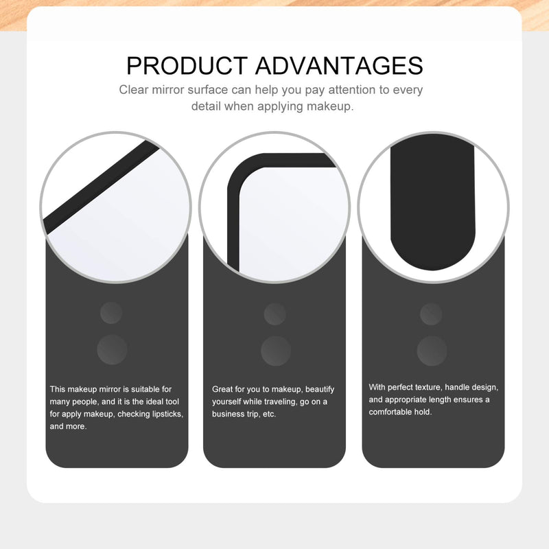 [Australia] - SOLUSTRE Hand Mirror Square Makeup Mirror Handheld Cosmetic Mirror Salon Hairdressing Mirror with Handle, Black 